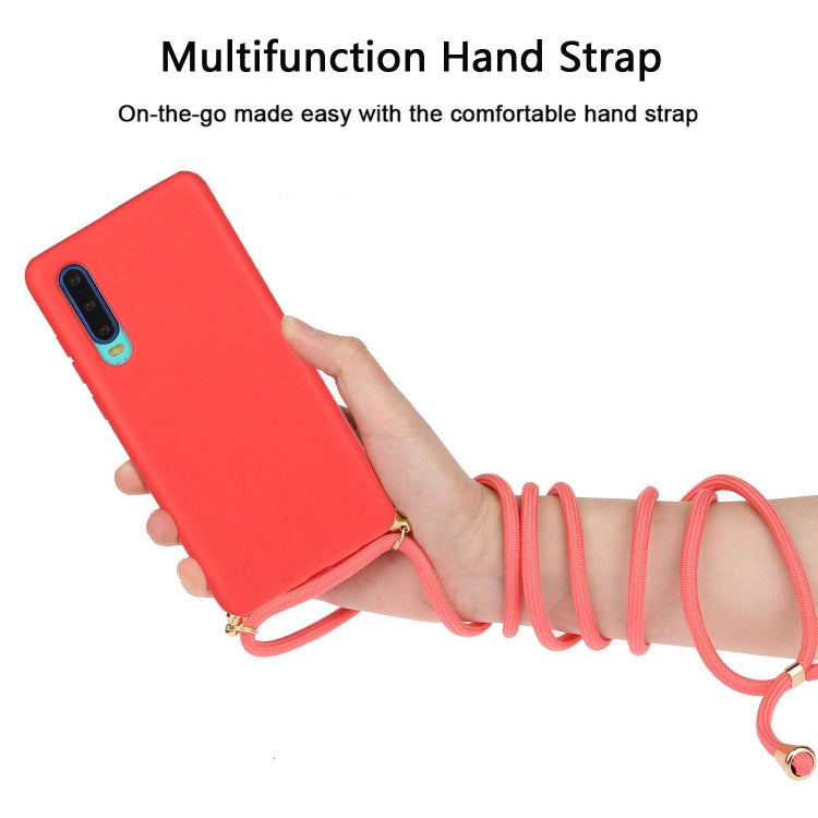 For Huawei P30 Wheat Straw Material + TPU Protective Case with Lanyard