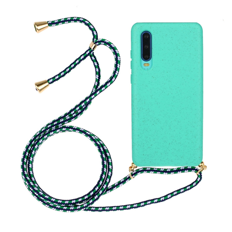 For Huawei P30 Wheat Straw Material + TPU Protective Case with Lanyard
