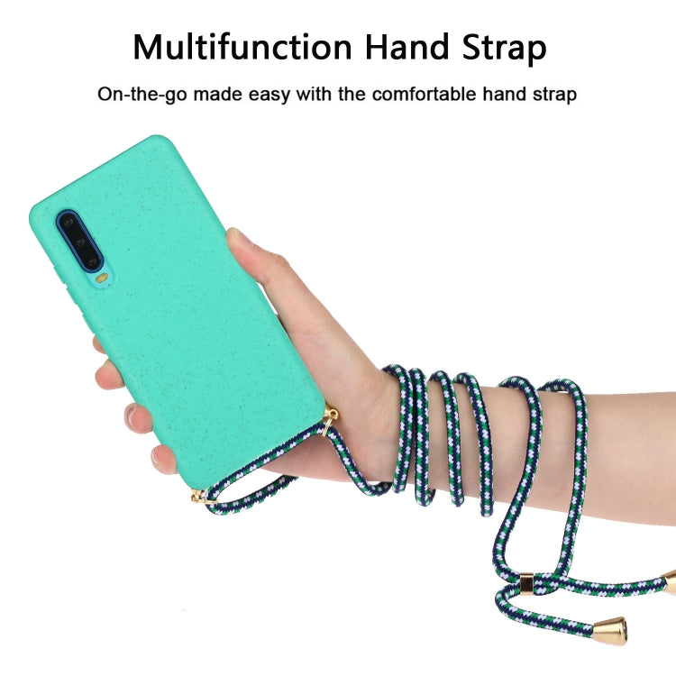 For Huawei P30 Wheat Straw Material + TPU Protective Case with Lanyard