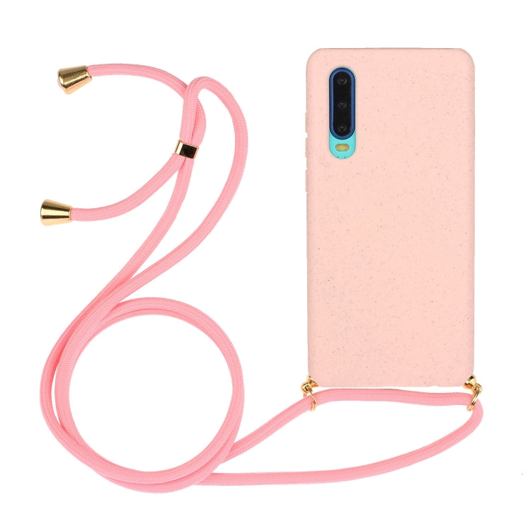 For Huawei P30 Wheat Straw Material + TPU Protective Case with Lanyard