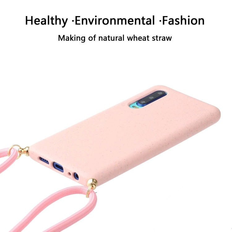 For Huawei P30 Wheat Straw Material + TPU Protective Case with Lanyard
