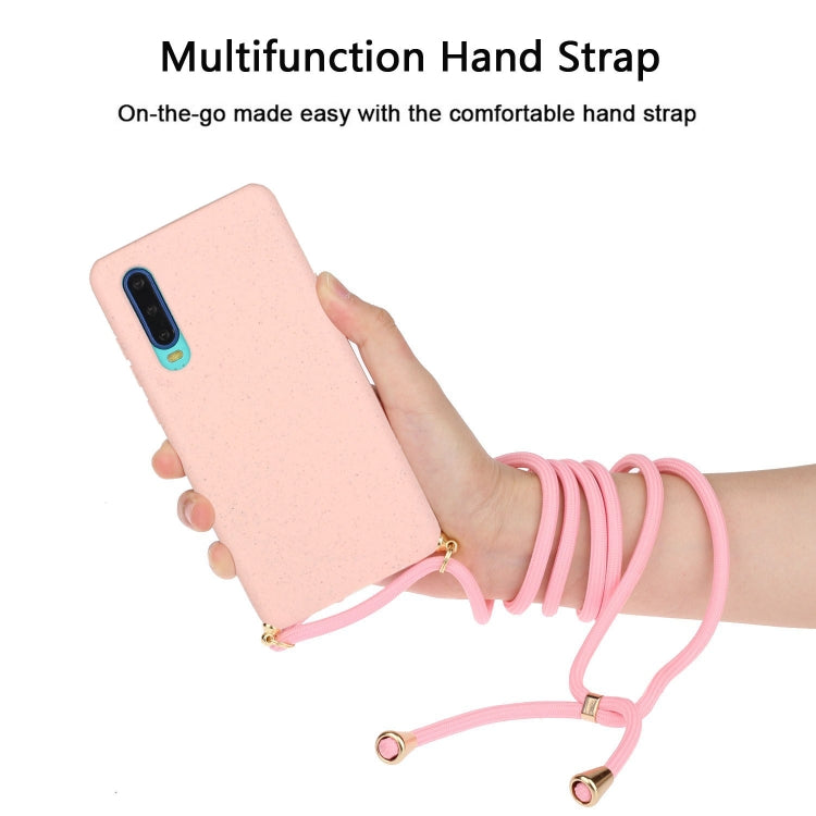 For Huawei P30 Wheat Straw Material + TPU Protective Case with Lanyard