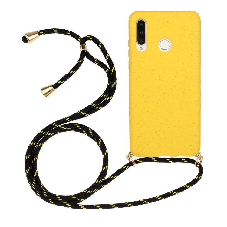 For Huawei P30 Lite Wheat Straw Material + TPU Protective Case with Lanyard