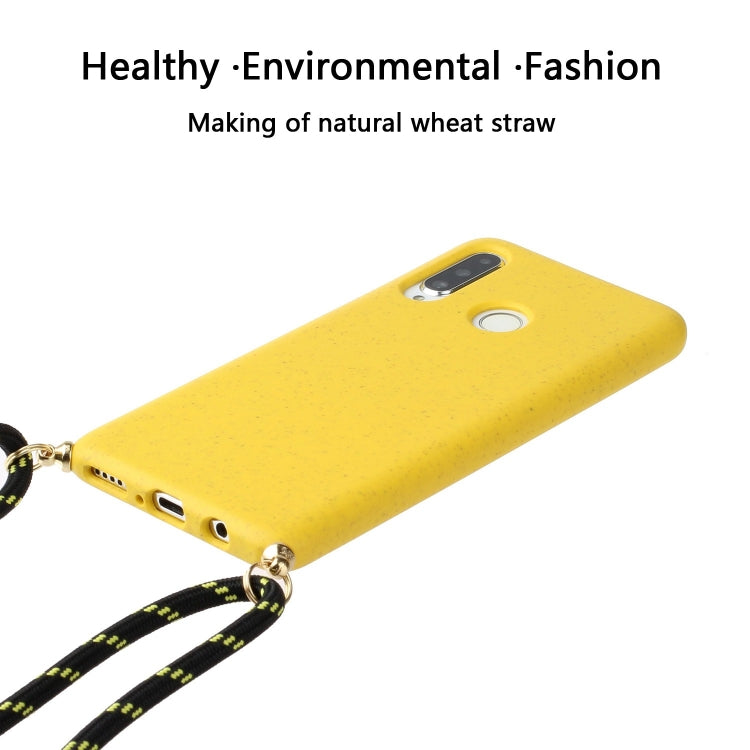 For Huawei P30 Lite Wheat Straw Material + TPU Protective Case with Lanyard
