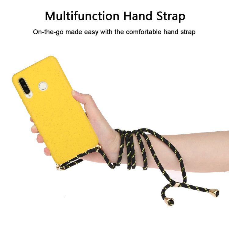 For Huawei P30 Lite Wheat Straw Material + TPU Protective Case with Lanyard