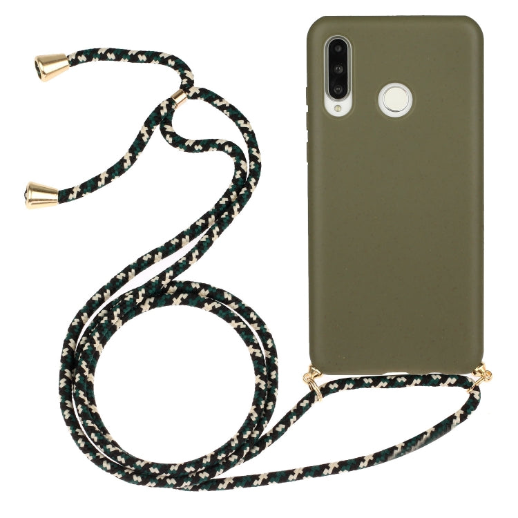 For Huawei P30 Lite Wheat Straw Material + TPU Protective Case with Lanyard