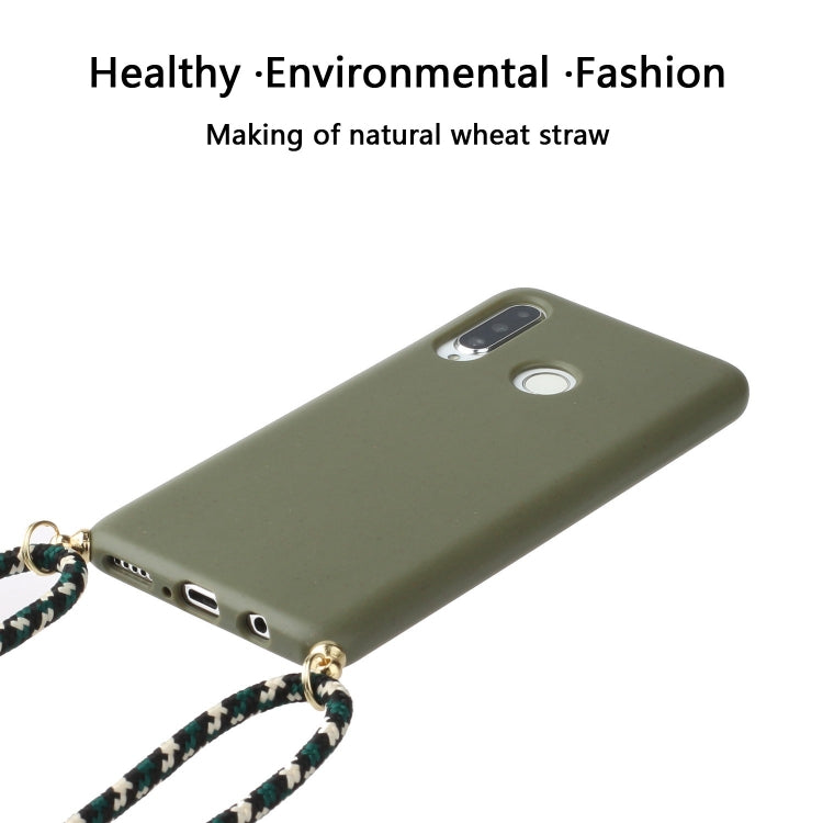 For Huawei P30 Lite Wheat Straw Material + TPU Protective Case with Lanyard