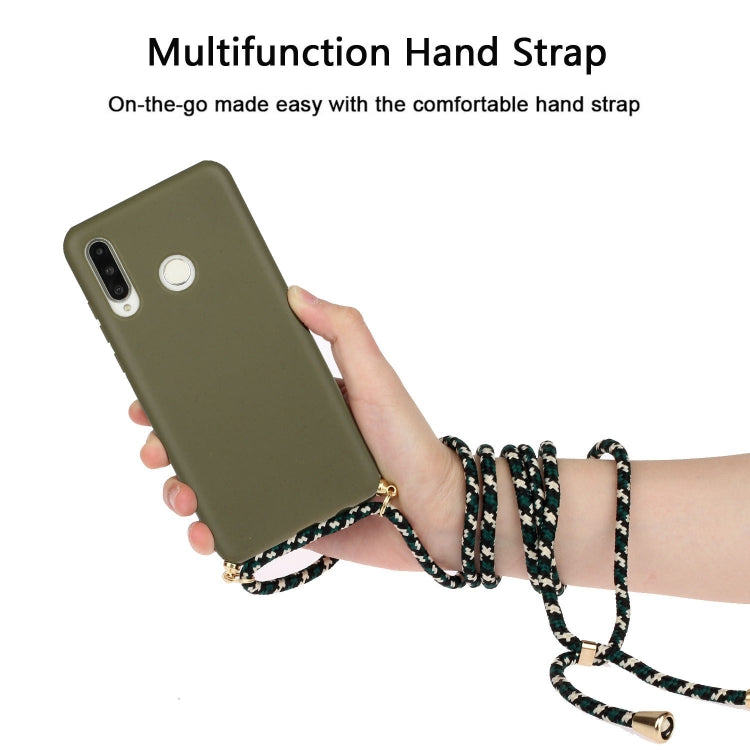 For Huawei P30 Lite Wheat Straw Material + TPU Protective Case with Lanyard