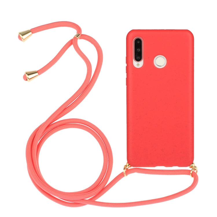 For Huawei P30 Lite Wheat Straw Material + TPU Protective Case with Lanyard