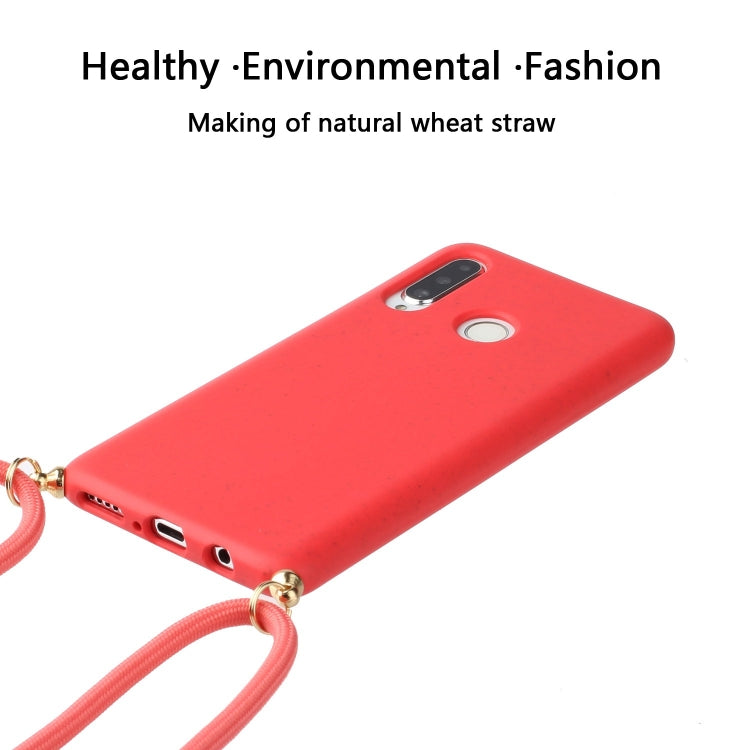 For Huawei P30 Lite Wheat Straw Material + TPU Protective Case with Lanyard