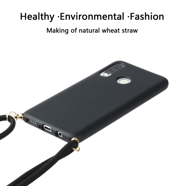For Huawei P30 Lite Wheat Straw Material + TPU Protective Case with Lanyard
