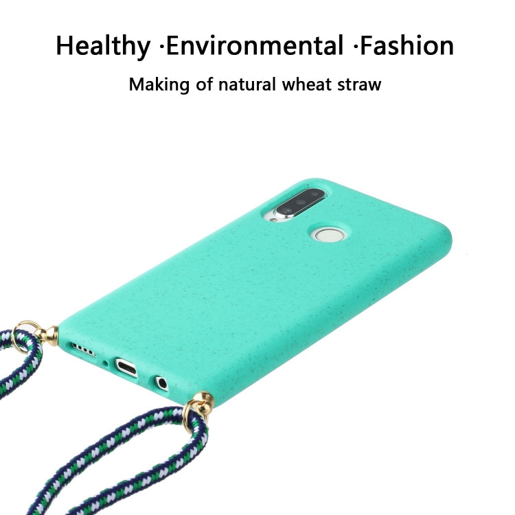 For Huawei P30 Lite Wheat Straw Material + TPU Protective Case with Lanyard