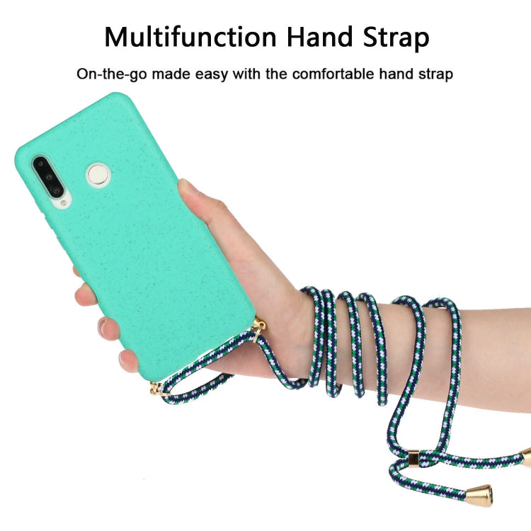 For Huawei P30 Lite Wheat Straw Material + TPU Protective Case with Lanyard