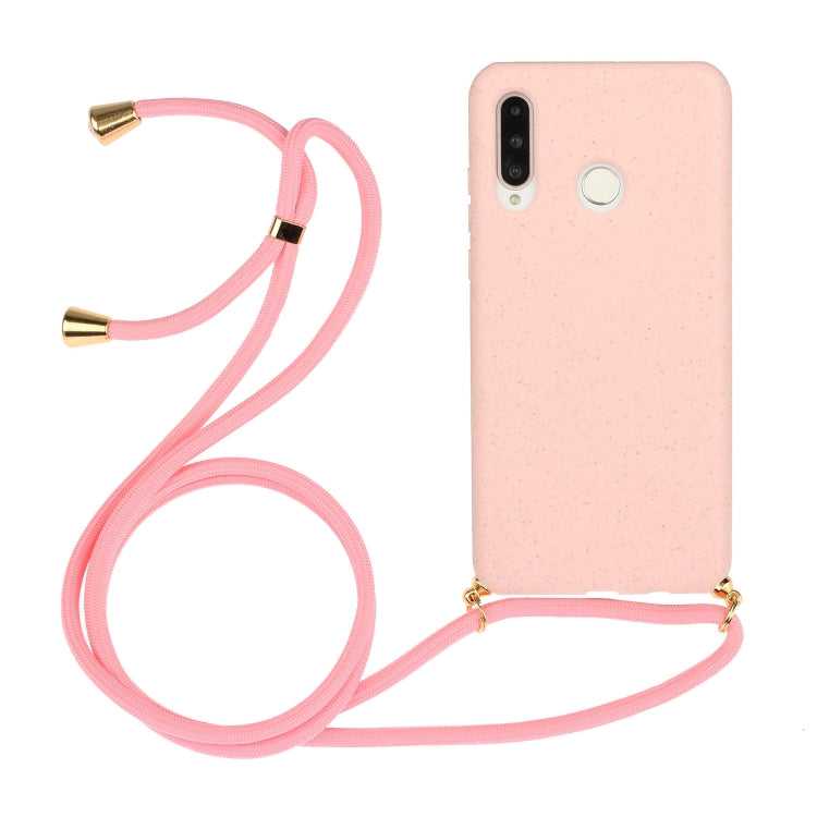 For Huawei P30 Lite Wheat Straw Material + TPU Protective Case with Lanyard