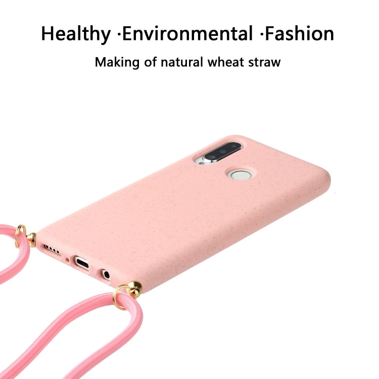 For Huawei P30 Lite Wheat Straw Material + TPU Protective Case with Lanyard