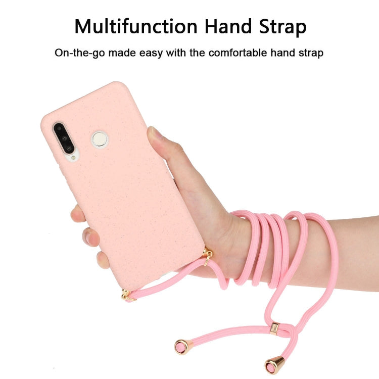 For Huawei P30 Lite Wheat Straw Material + TPU Protective Case with Lanyard