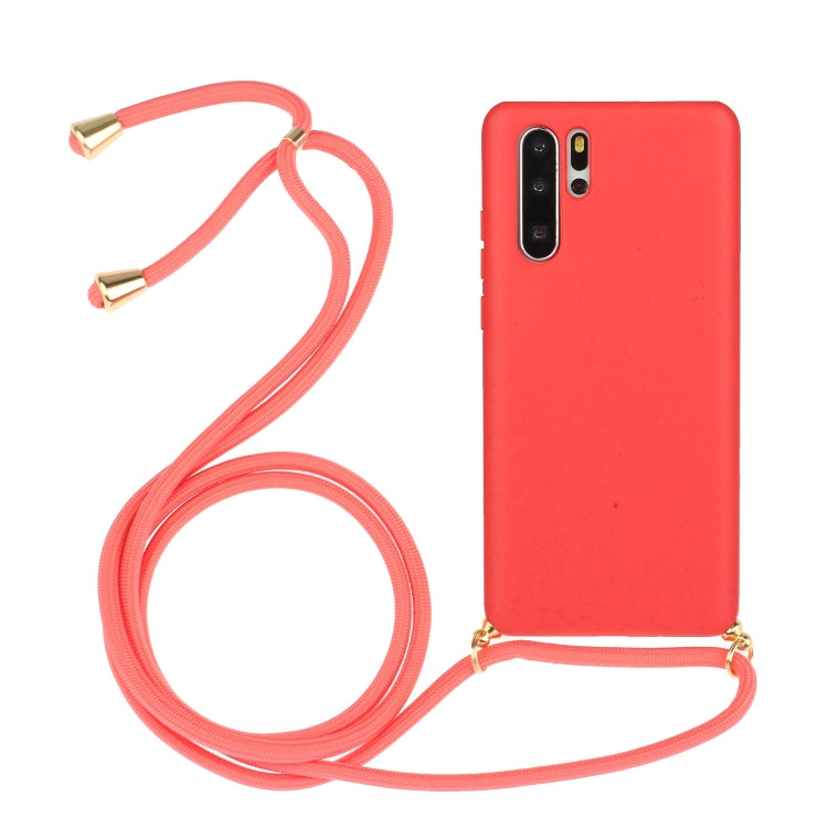 For Huawei P30 Pro Wheat Straw Material + TPU Protective Case with Lanyard