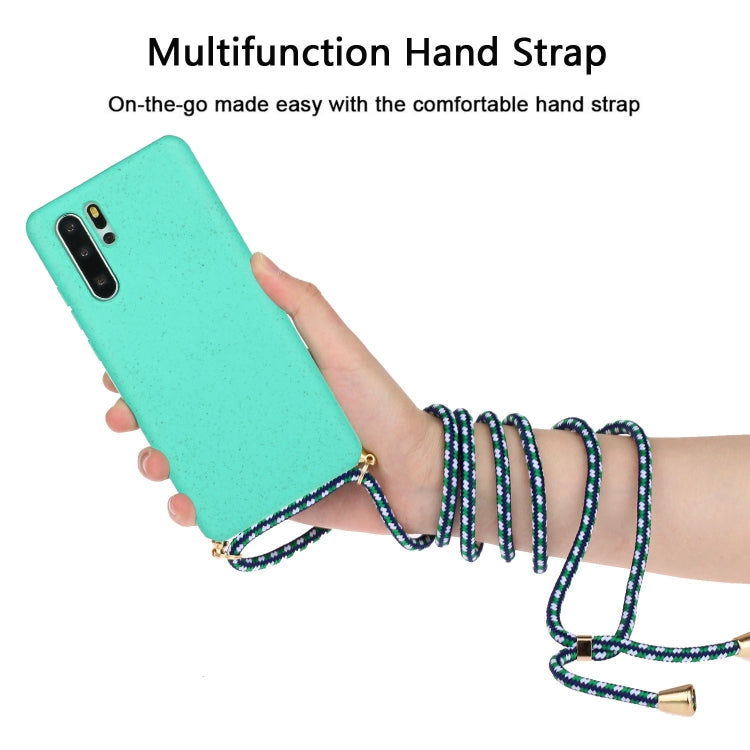 For Huawei P30 Pro Wheat Straw Material + TPU Protective Case with Lanyard