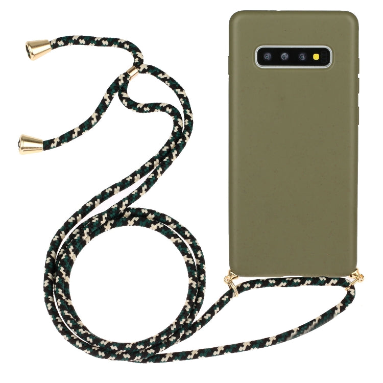 For Galaxy S10 Wheat Straw Material + TPU Protective Case with Lanyard