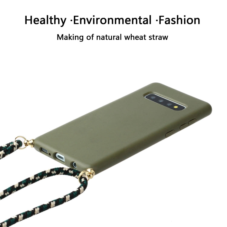For Galaxy S10 Wheat Straw Material + TPU Protective Case with Lanyard