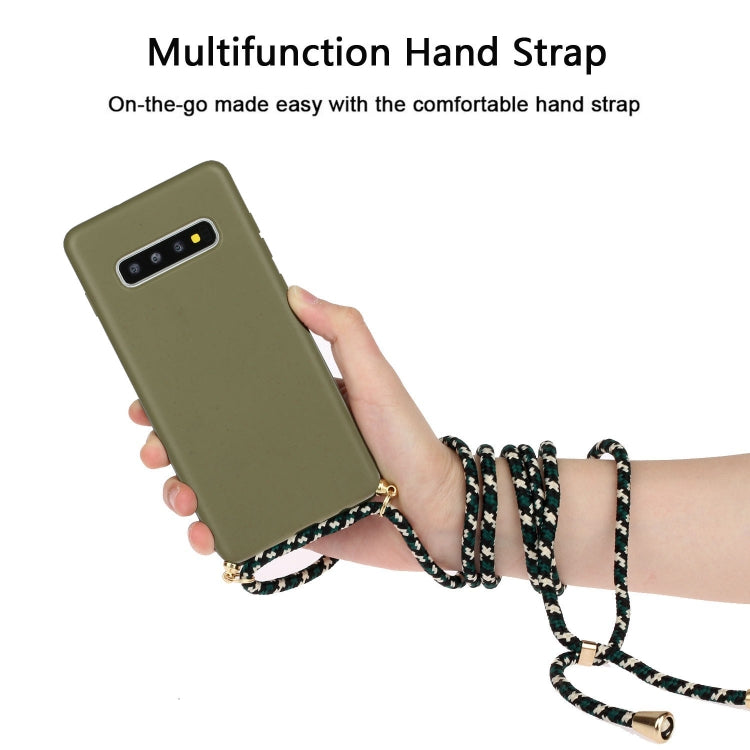 For Galaxy S10 Wheat Straw Material + TPU Protective Case with Lanyard