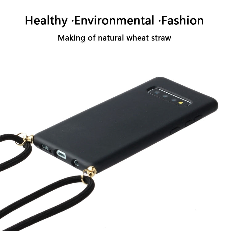 For Galaxy S10 Wheat Straw Material + TPU Protective Case with Lanyard