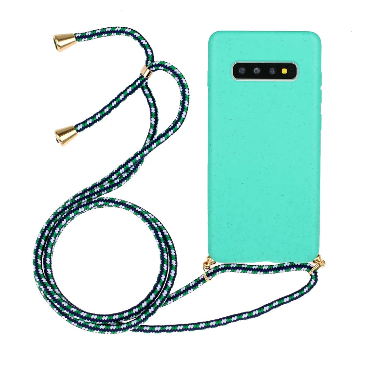 For Galaxy S10 Wheat Straw Material + TPU Protective Case with Lanyard