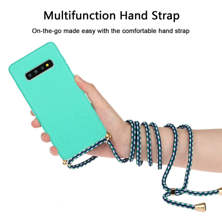 For Galaxy S10 Wheat Straw Material + TPU Protective Case with Lanyard