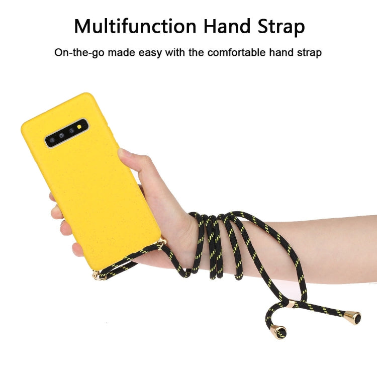 For Galaxy S10 Plus Wheat Straw Material + TPU Protective Case with Lanyard