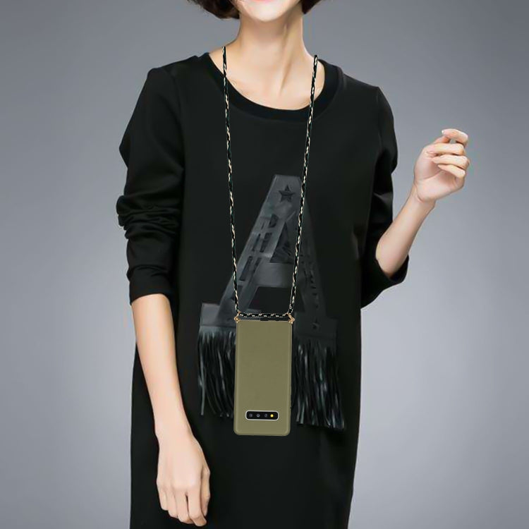 For Galaxy S10 Plus Wheat Straw Material + TPU Protective Case with Lanyard