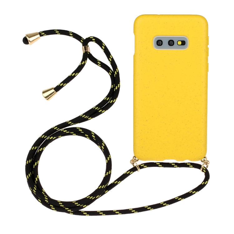 For Galaxy S10e Wheat Straw Material + TPU Protective Case with Lanyard