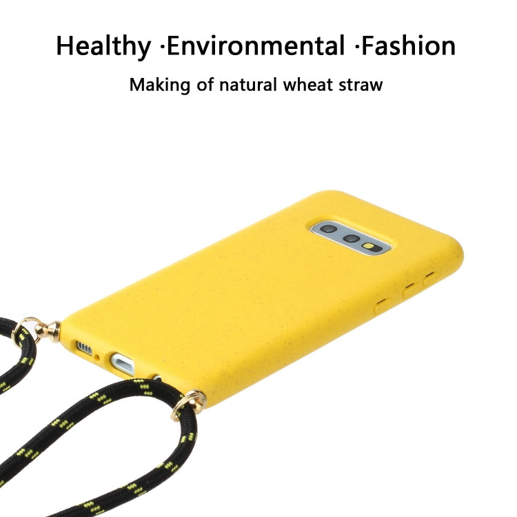 For Galaxy S10e Wheat Straw Material + TPU Protective Case with Lanyard