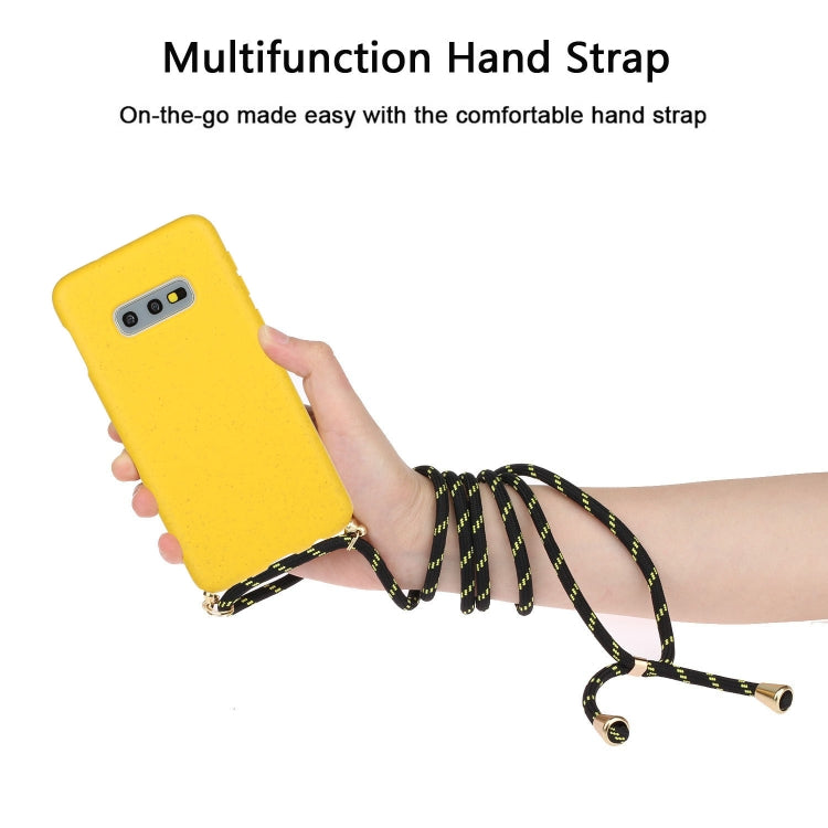 For Galaxy S10e Wheat Straw Material + TPU Protective Case with Lanyard