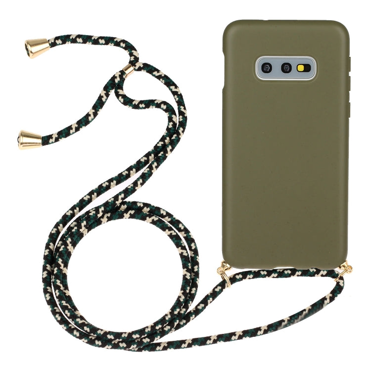 For Galaxy S10e Wheat Straw Material + TPU Protective Case with Lanyard