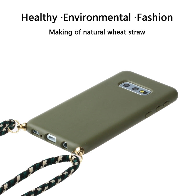 For Galaxy S10e Wheat Straw Material + TPU Protective Case with Lanyard