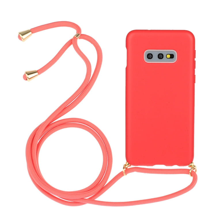 For Galaxy S10e Wheat Straw Material + TPU Protective Case with Lanyard