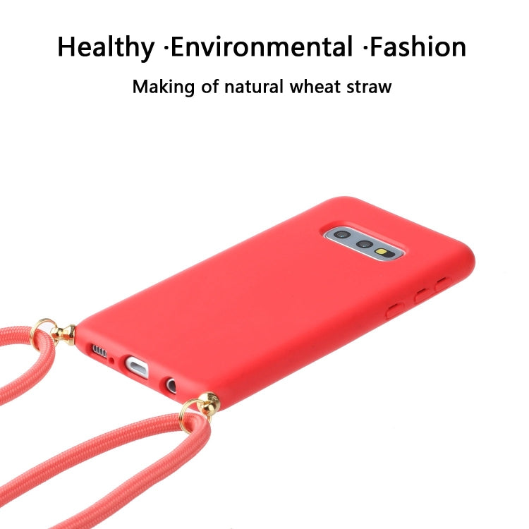 For Galaxy S10e Wheat Straw Material + TPU Protective Case with Lanyard