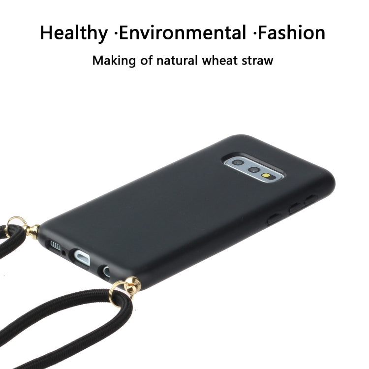 For Galaxy S10e Wheat Straw Material + TPU Protective Case with Lanyard