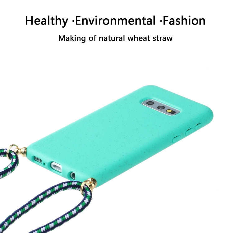 For Galaxy S10e Wheat Straw Material + TPU Protective Case with Lanyard
