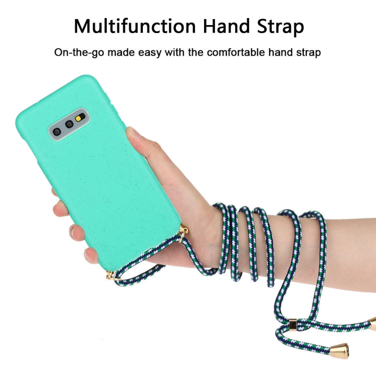 For Galaxy S10e Wheat Straw Material + TPU Protective Case with Lanyard