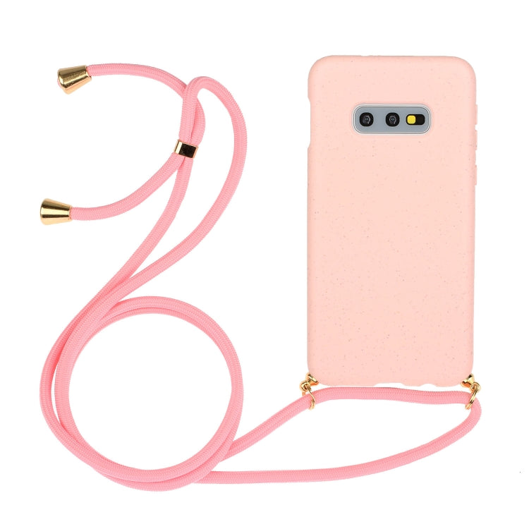 For Galaxy S10e Wheat Straw Material + TPU Protective Case with Lanyard