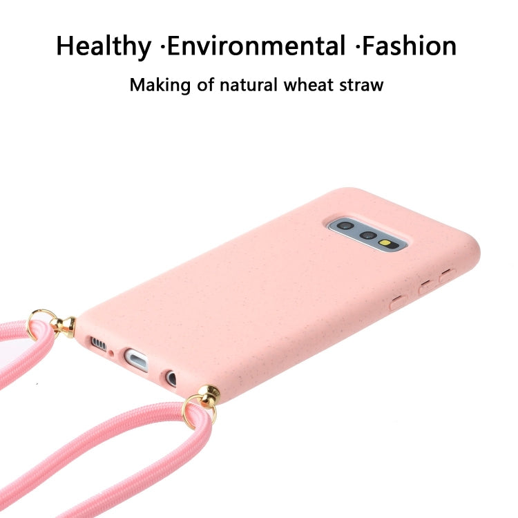 For Galaxy S10e Wheat Straw Material + TPU Protective Case with Lanyard