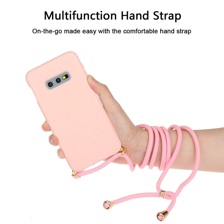For Galaxy S10e Wheat Straw Material + TPU Protective Case with Lanyard