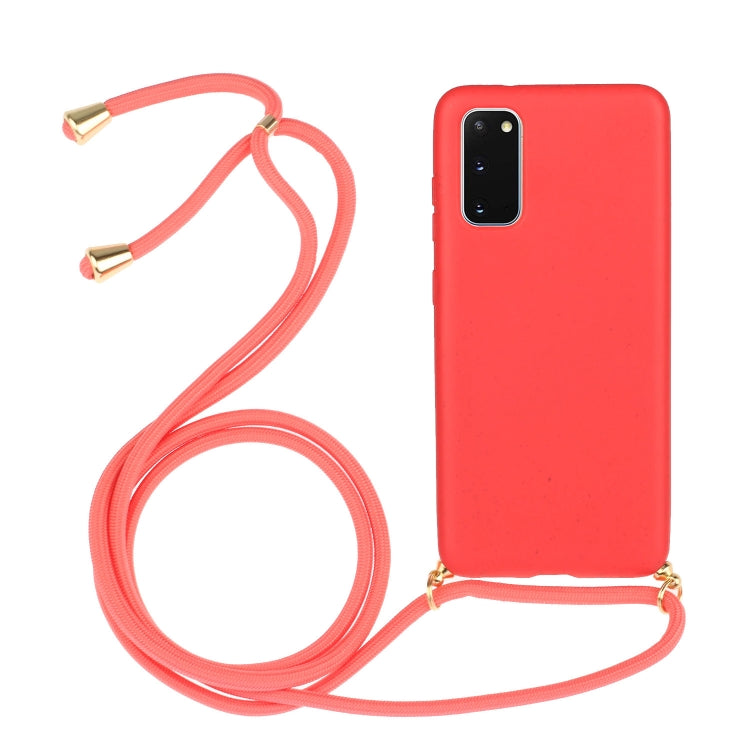 For Galaxy S20 Wheat Straw Material + TPU Protective Case with Lanyard