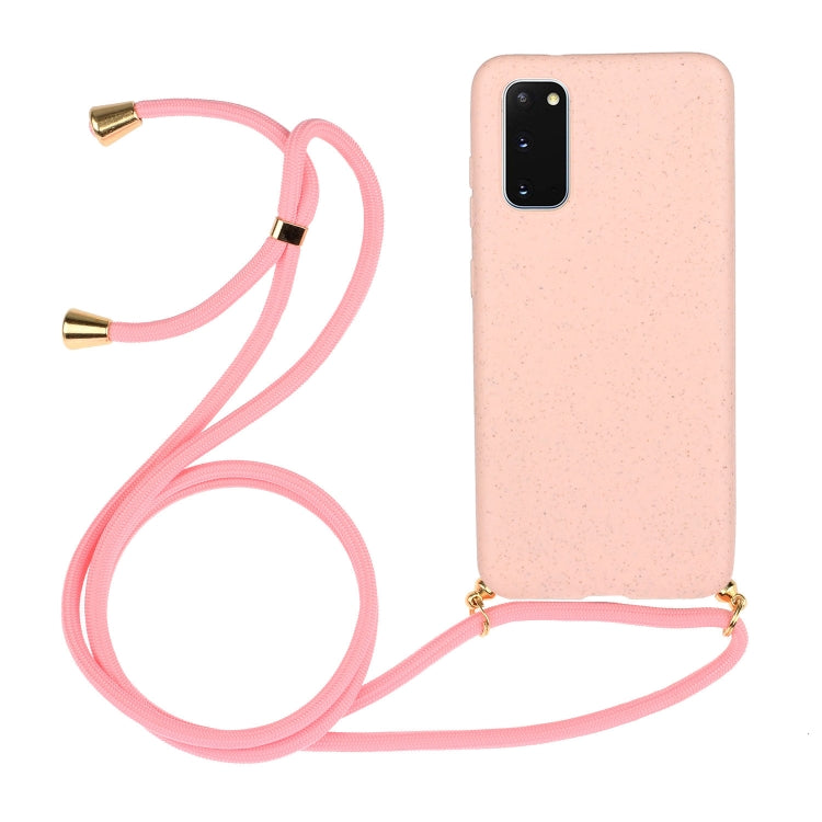 For Galaxy S20 Wheat Straw Material + TPU Protective Case with Lanyard