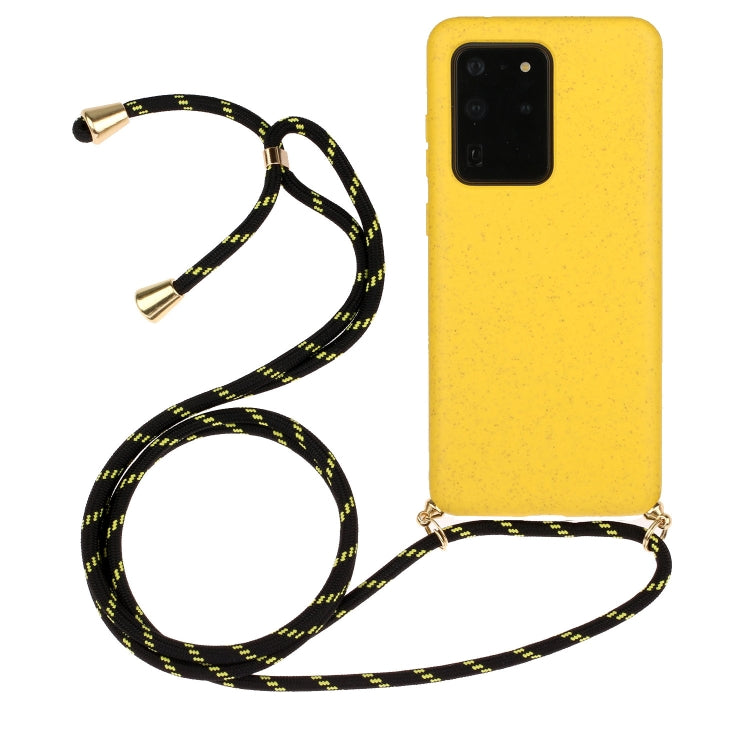 For Galaxy S20 Ultra Wheat Straw Material + TPU Protective Case with Lanyard