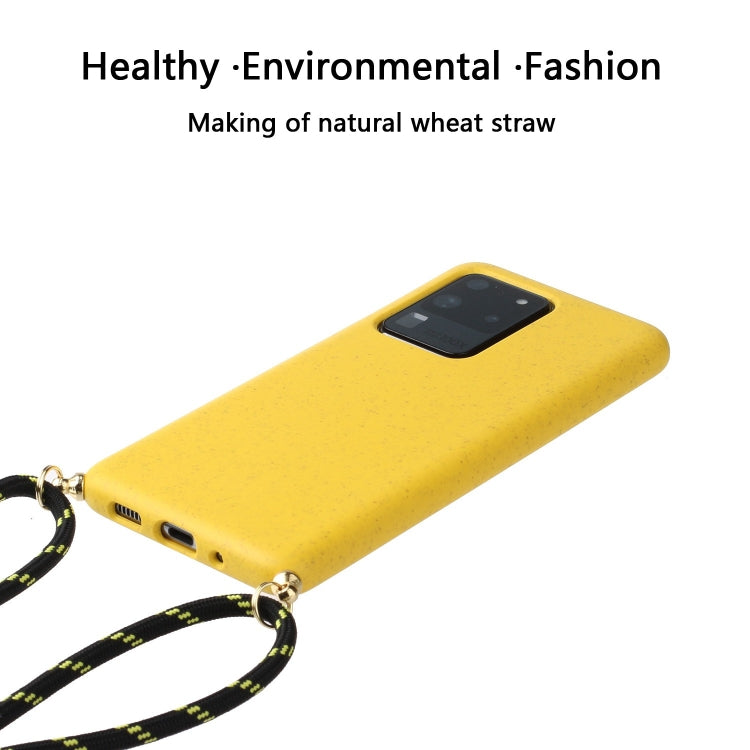 For Galaxy S20 Ultra Wheat Straw Material + TPU Protective Case with Lanyard