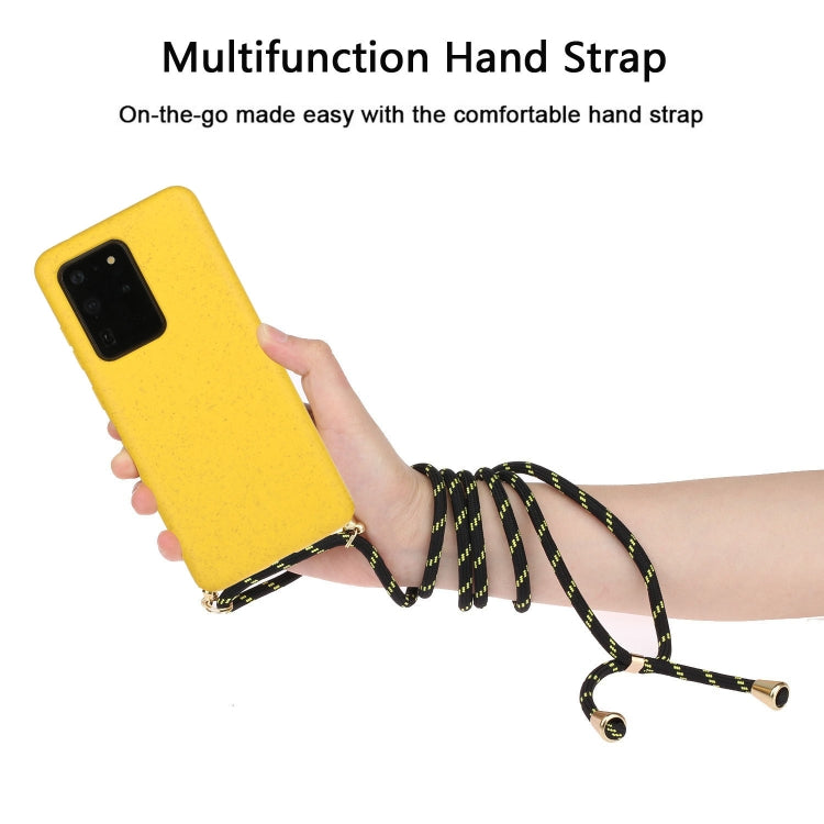 For Galaxy S20 Ultra Wheat Straw Material + TPU Protective Case with Lanyard