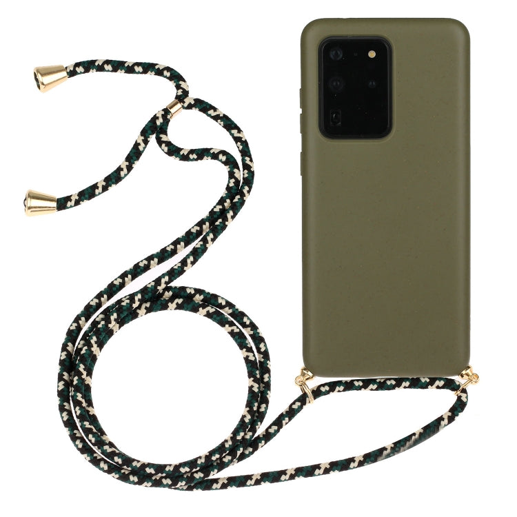 For Galaxy S20 Ultra Wheat Straw Material + TPU Protective Case with Lanyard