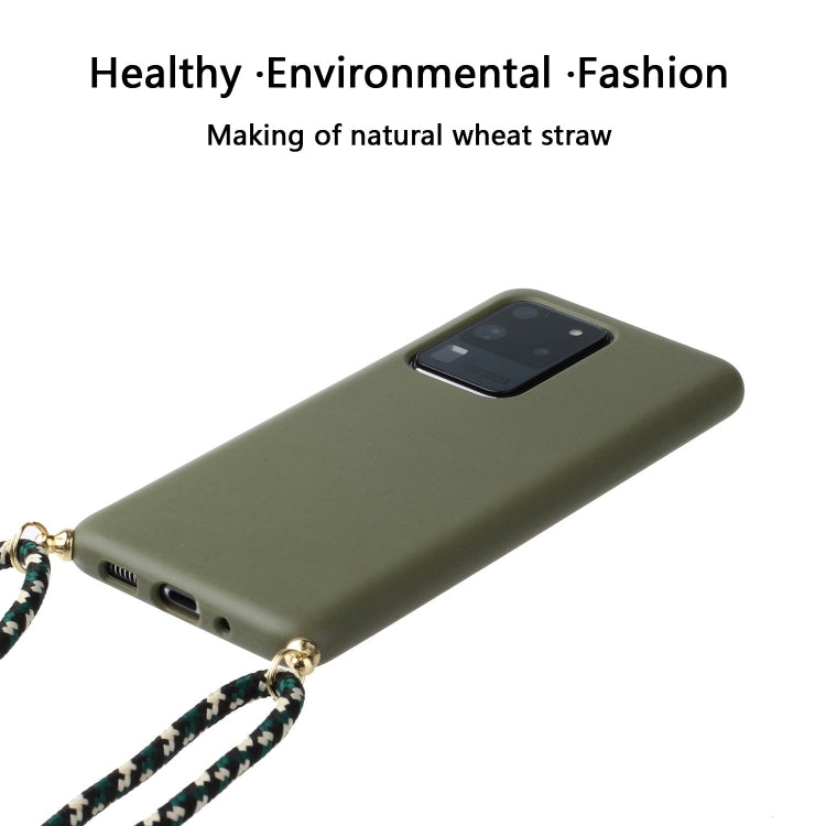 For Galaxy S20 Ultra Wheat Straw Material + TPU Protective Case with Lanyard